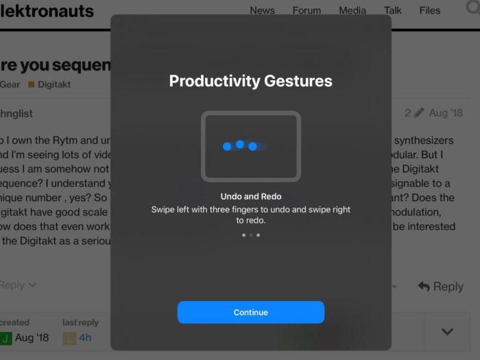 Gestures paste undo redo Gestures paste undo redo