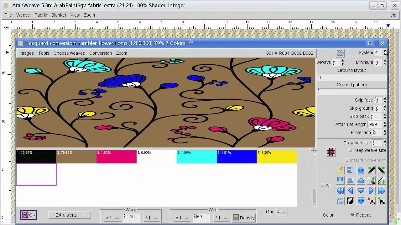 Extra weft fabric with Arahne textile design software YouTube