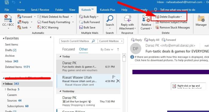 Delete emails multiple outlook rules click rule target hit then