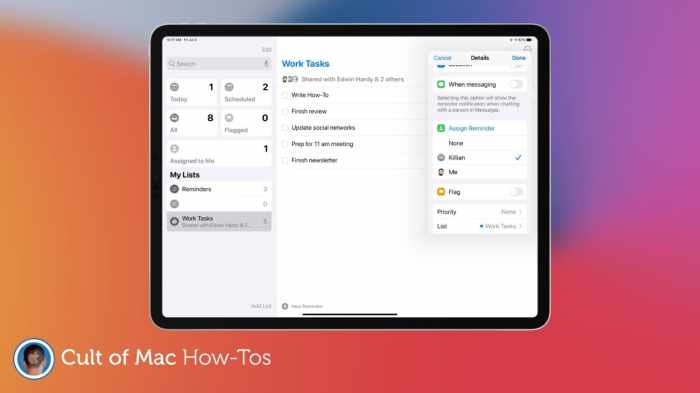 Reminders app reminder ipad iphone apple ios touch ipod using where use siri do support productivity assignment students create based Assign tasks to others with Reminders in iOS 14