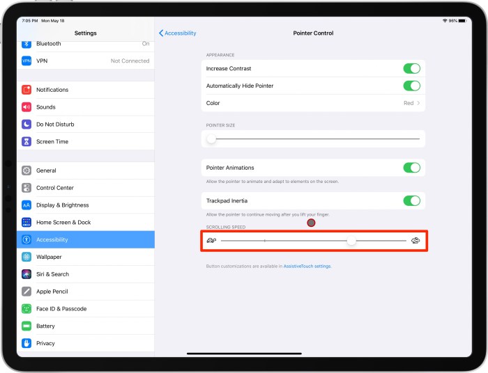 Trackpad scrolling Pro tip: Adjust mouse and trackpad scroll speed in iPadOS