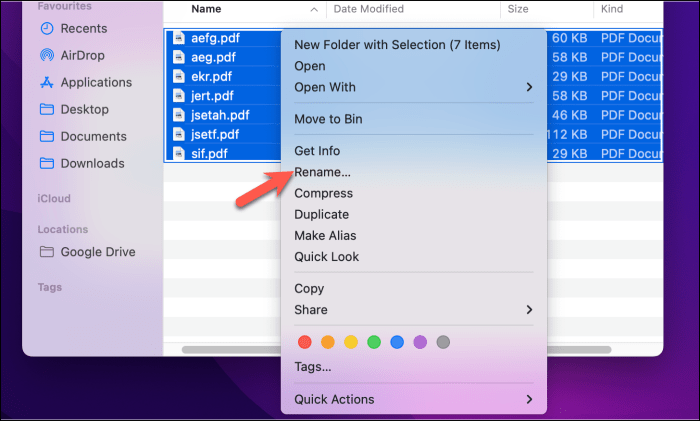 Rename mac batch file os finder renaming apple easily select suhr reactive load amp moschos general selected click Rename multiple files on Mac the easy way