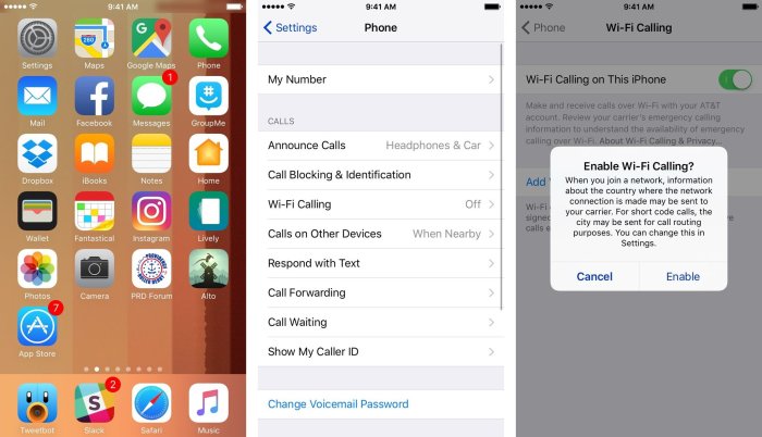 Wifi iphone calling setup use