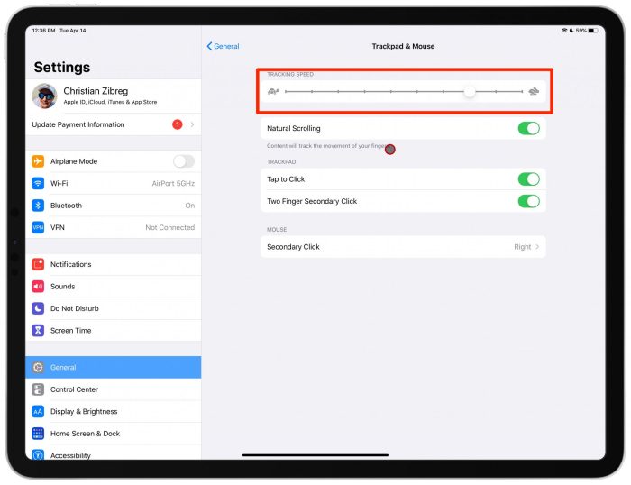 Trackpad ipados automatic settings pointer scrolling adjusting idownloadblog