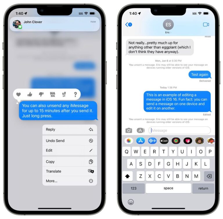 How to edit and unsend messages in iOS 16