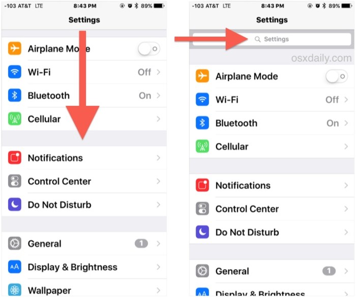 Ios impostazioni ipod cercare opzione trovare qualsiasi itbookmac How to quickly search settings in iOS