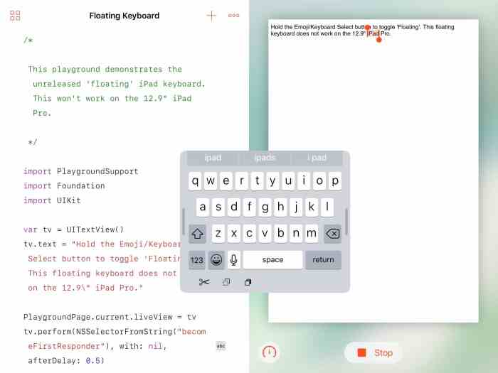 How to try out iPad’s hidden floating keyboard