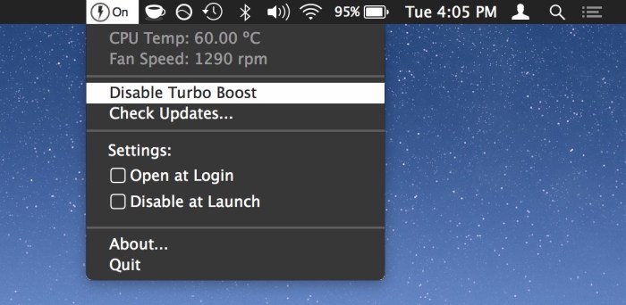 Disable Turbo Boost to keep your MacBook cool