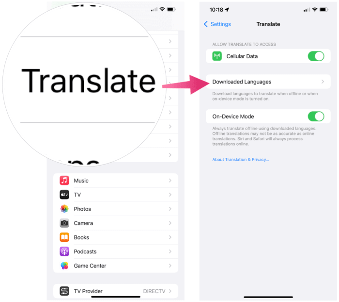 How to translate words in iOS with a single tap