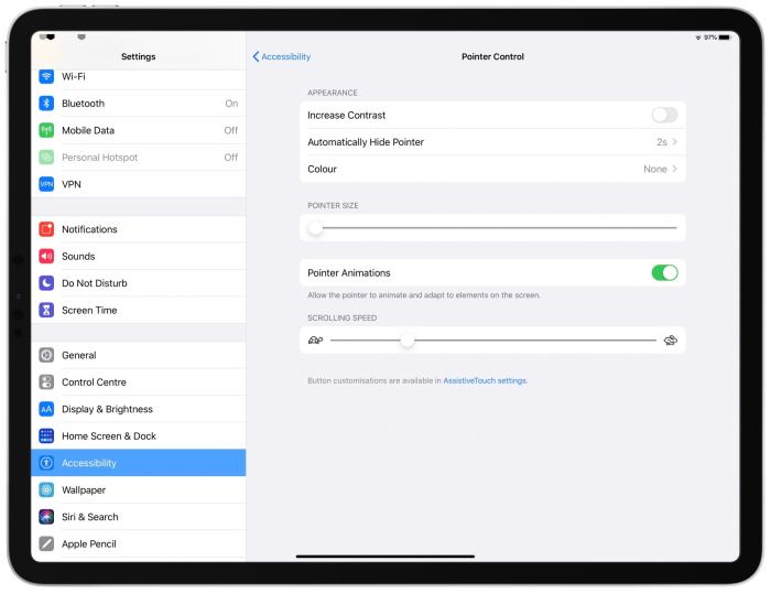 How to customize the new mouse Pointer Control settings on your iPad