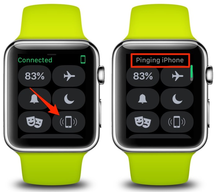 How to Ping a lost iPhone using Control Center on Apple Watch