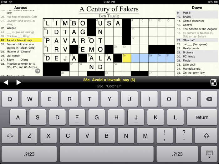 Crosswords iphone four down