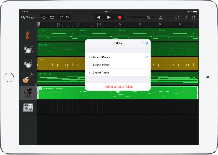 How to export GarageBand stems on iPad