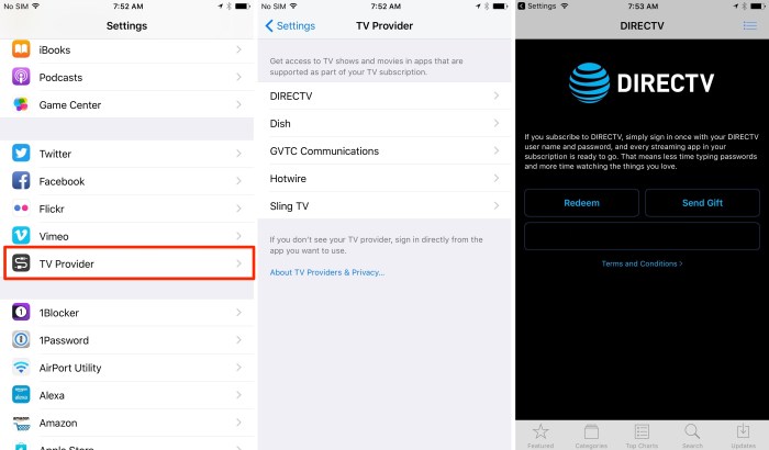 Tv apple single sign accounts settings enable provider select