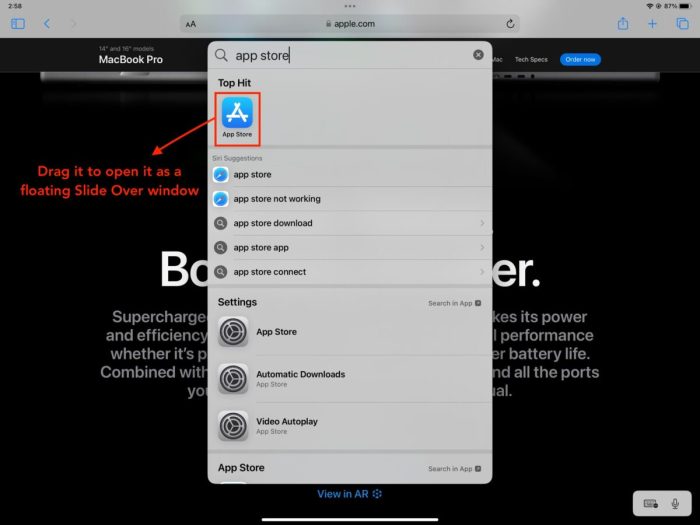 Multitasking swipe