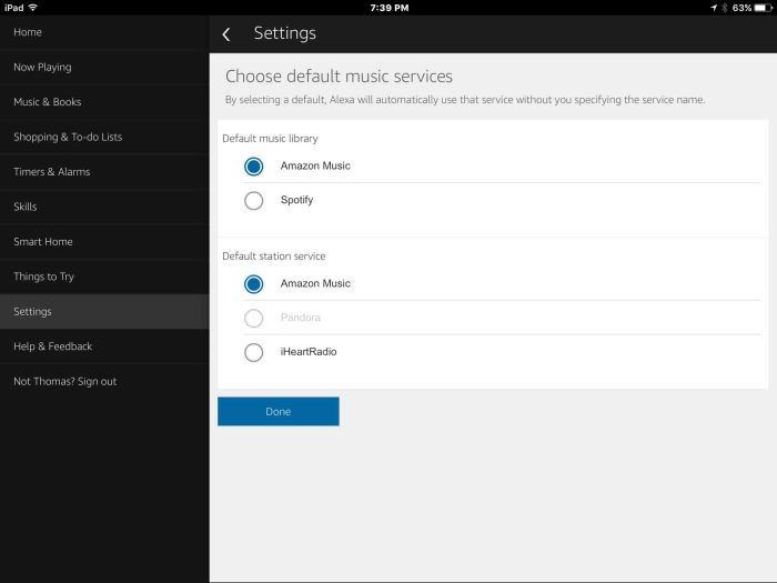 Pandora link accounts assistant