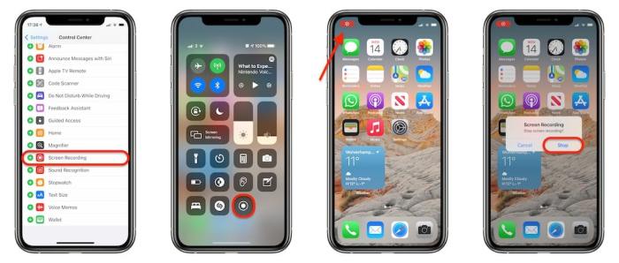 Start a screen recording on iPhone or iPad inside Control Center