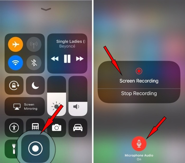 Start a screen recording on iPhone or iPad inside Control Center