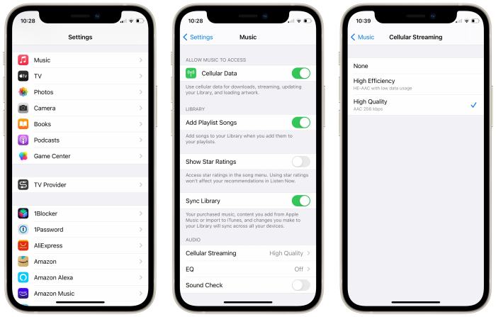 How to enable Apple Music streaming over a cellular connection