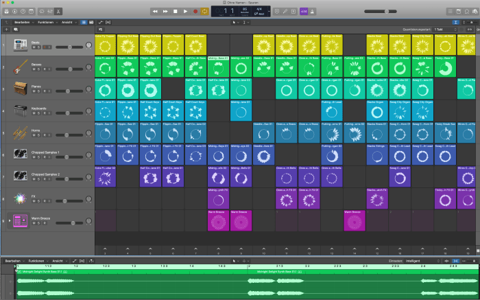 Loops live logic pro tracks apple use area support track cells